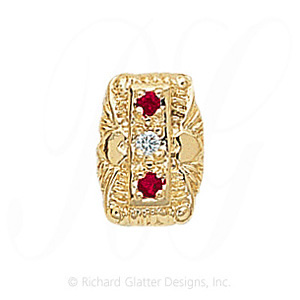 GS091 D/R - 14 Karat Gold Slide with Diamond center and Ruby accents 